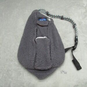KAVU Rope Bag Unisex Mini Grey Sherpa Fleece Sling Backpack Adjustable Strap